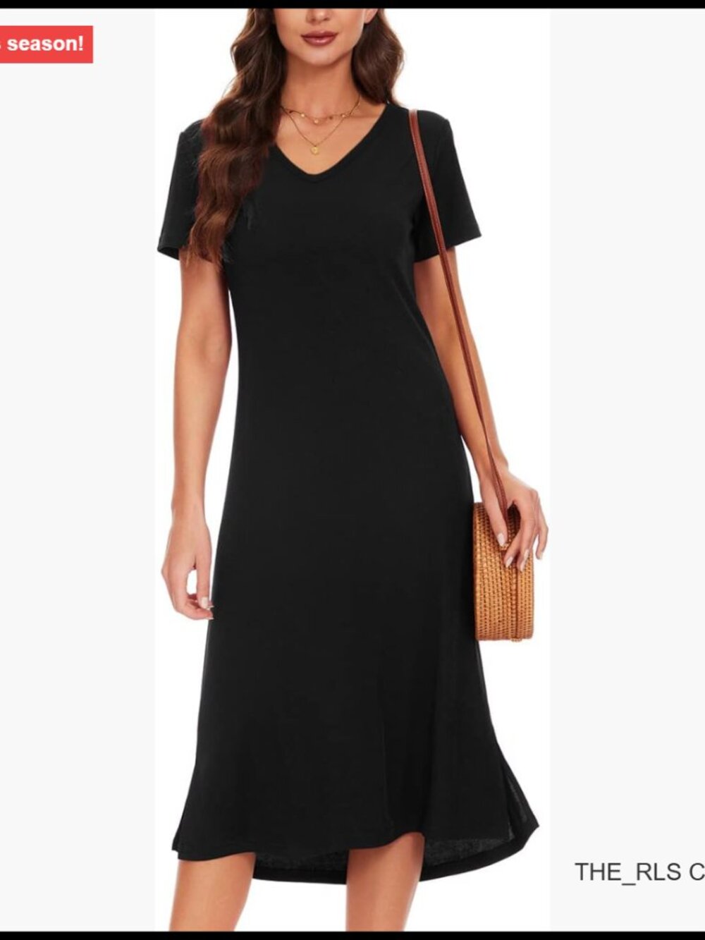 Rayon Spandex Casual T-Shirt Dress Side Split V-Neck Summer